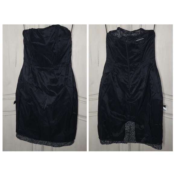 EXPRESS Design Studio Tweed Flen Plaid Strapless Sheath Dress Pockets✨️2 - Picture 7 of 12